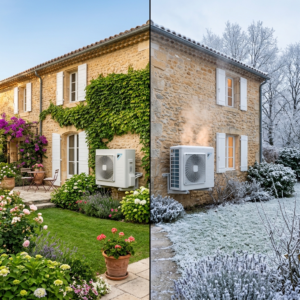Climatisation réversible : rafraîchissement l'été et chauffage l'hiver